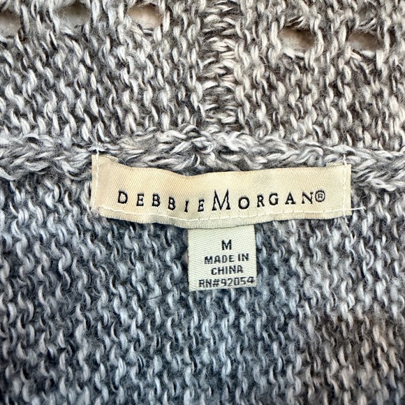 Debbie Morgan Gray Open Knit Cardigan Waterfall Draped Sweater | M - Picture 4 of 8